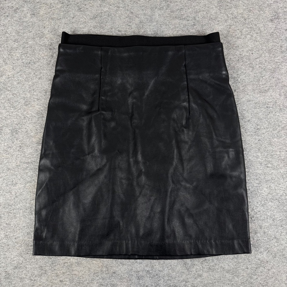 Bishop + Young Morgan Faux Leather Mini Skirt Lined Black Womens Small S